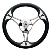 Allpa 3-Spoke Wheel 'Model 23' Stainless Steel With Black Vinyl Rim, Ø350mm, Depth 60mm