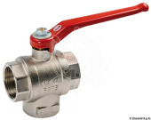 Osculati Nickel-Plated Brass 3-Way Diverter Ball Valve, Full Port, L-Port, 3/8" to 1-1/2"