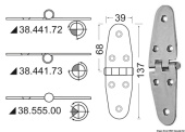 Osculati 38.441.72 - Hinge Standard Pin 137x39 mm