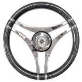 Carbon 3 Double Spoke Stainless Steel Steering Wheel, Carbon-look Grip, Ø350mm