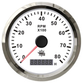 Osculati 27.327.01 – Revolution Counter Tachometer with Engine Hour Counter 0–3000 RPM 12/24V, White Dial & Glossy Bezel, Ø96 mm