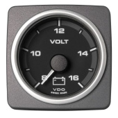 VDO A2C59501940 - Veratron 52mm (2-1/16") AcquaLink Voltmeter Gauge 8-16V Range - Black Dial & Bezel