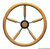 Osculati 45.167.40 - Stainless Steel Steering Wheel With Teak External Rim 400 mm