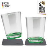 Silwy S025-0504-2 - Magentic Drinking Cups W/metallic Non-slip Coasters, Sour Green, Set Of 2