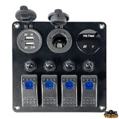 Trem L0604024 - Switch Panel With 4 Rocker Switches 12V Outlet And Double USB