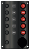 Allpa Plastic Circuit Panel, 12v, 5-Position & LED-Indicators, Automatic Fuses, Dims. 180x107mm, Splash Proof, 1x5a, 2x10a, 2x15a Fuses
