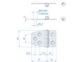 ROCA 59 x 40mm Stainless Steel Hinge