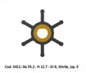 Technautic 7408 - Impeller W35.2xH12.7 Shaft 8 Single Flat 6-Blade