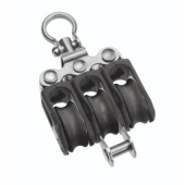 Barton N00331 - Triple Swivel Block with Becket Size 0 20mm – Plain Bearing, 3x Ø20mm Sheaves, Max Rope 6mm