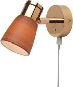 Prebit LED Wall Lamp R1-1 D2W With USB-C Glossy Gold Warm White 10-30V 3W Dimmable Wenge Brown Colored Glass