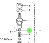 Nanni Diesel 970302825 - Injector Nozzle Adjusting Spacer 0.900 for HE and N Series Engines