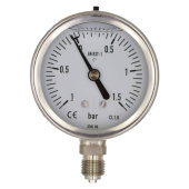 Wika Bourdon Tube Pressure Gauge Stainless Steel, Case Ø 63mm Bottom Connection 1/4'' -1 +9 Bar