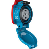 Socket Poly Blue IP66/67 1P+N+E 30A 250VAC