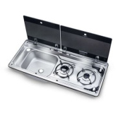 Dometic MO 9722L Two-burner Hob And Sink Combination With Glass Lid, 760 X 325 mm