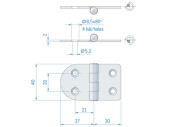 Round/straight Hinge ROCA 67 x 40 mm Stainless Steel