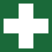 Marine First Aid Box Location Sticker, Soft PVC, Green & White