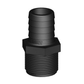 Trudesign 90285 MM Long Threaded Barbed Straight Fitting - 32 mm 1''1/4 BSP - Black