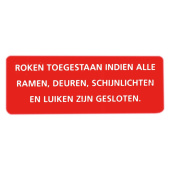 Marine Smoking Permitted Only When Windows, Doors & Hatches Are Closed Sticker, Dutch, Soft PVC, 65×25 mm