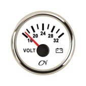 Voltmeter Analog - White Dial, Chromium Bezel, 16 - 32V