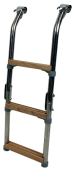 Allpa Stainless Steel Bathing Ladder For Transom Platform, 3-Steps With Teak Wood, Tube Ø25mm