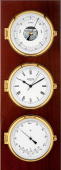 WEMPE CW600009 TRIO Elegance Nickel Plated Ship's Quartz Clock + Barometer + Thermo/Hygrometer Ø 140mm 600 x 220 x 45mm