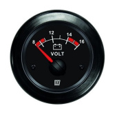 Vetus VLT12B - Voltmeter, Black, 12 V (10-16V), Mounting Hole Ø 52 mm