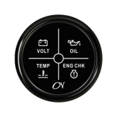 4-LED Alarm Instrument - Black Dial, Black Bezel, 9 - 32V