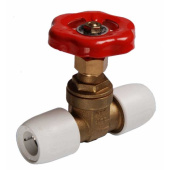 Hep2O Brass Gate Valve Hot & Cold Water 2x Plug-In