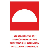 Matine Fire Extinguishing Installation Identification Sign, 4 Languages, 100×150 mm