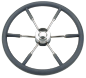 Allpa 6-Spoke Wheel 'Type 9' Stainless Steel With Black P.U. Rim, Ø450mm