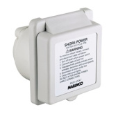 Marinco 301EL-BXPK - Inlet, 16A 230V, Square, White, With Label