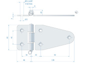 Heavy Duty Hinge ROCA 184 x 82 mm Stainless Steel