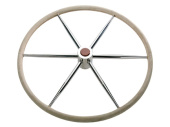 Savoretti T5 Steering Wheel Stainless Steel with White Leather Rim