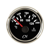 Cooling Water Temperature Gauge - Black Dial, Chromium Bezel, 300 - 23 Ohm, 40 - 120°C