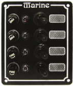 Allpa Aluminum Circuit Panel, 12v, 125x100mm, 4-Position, 5a Glass Fuses & Indicator Lights