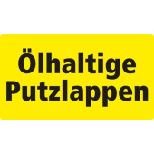 Marine Oily Cleaning Rags Identification Sticker "Ölhaltige Putzlappen", German, Soft PVC, 180×100 mm