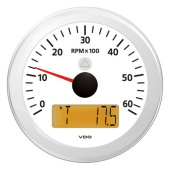 VDO A2C59512399 - Tachometer with LCD White 6000 rpm ViewLine 85 mm