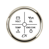 4-LED Alarm Instrument - White Dial, Chromium Bezel, 9 - 32V