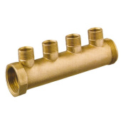 Allpa Brass Manifold, 2-Way, 3/4"x1/2"