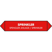 Marine Sprinkler System Pipe Identification Sticker, Dutch, German & English, Soft PVC