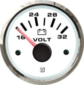 Uflex 62022LK - Ultra White SS Voltmeter 8-16 VDC