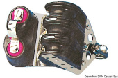 Viadana Delrin Ball Bearing Triple Block with Carbon Rope Clamp for Rope up to 6-10 mm, 22-38 mm Sheaves