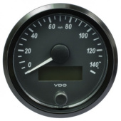 VDO A2C3832920030 - SingleViu Speedometer 140 Mph Black 80mm White Lighted w/ Red Pointer