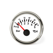 Hollex Oil Pressure Gauge White/Stainless Steel 9-32V 0-5 Bar