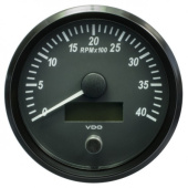 VDO A2C3832800030 - SingleViu Tachometer 4.000 RPM Black 100mm White Lighted w/ Red Pointer