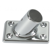 Foresti & Suardi Chromed Brass 60° Tilted Rectangular Pulpit Base Plate Ring for Ø22 mm Tube, 72x42 mm