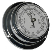 Altitude Barometer Chrome Brass English Front Loaded Ø95 mm