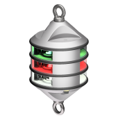 Lopolight 300-112+14+15G2H2CP - Navigation Light 3NM 360° White/Red/Green, Hoist, Silver Anodized