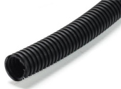 Ripca Non-Split Convoluted Tubing, Black PVC Cable Protection Conduit