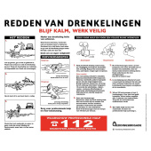 Marine Drowning Rescue Instructions Sign 2010, Dutch, Hard Plastic, 300×390 mm